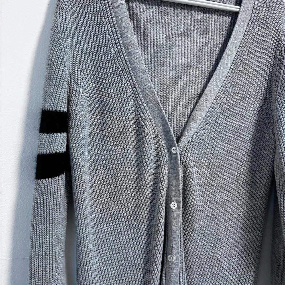 Banana Republic grey and black stripe knee length cardigan